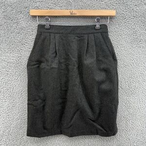 Sag Harbor Straight & Pencil Skirts Womens 8 Gray Wool Blend Pleated Zip Pockets